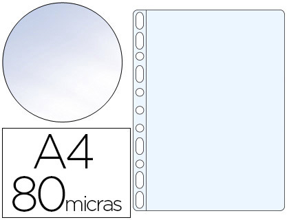 100 fundas multitaladro Q-Connect A4 polipropileno 80µ cristal